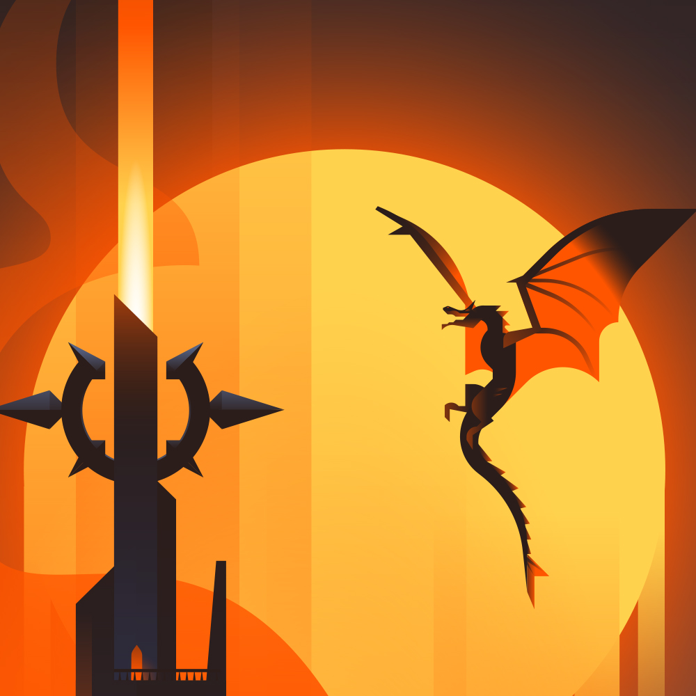 Illustration pour nouvelle de heroic fantasy, chateau dragons