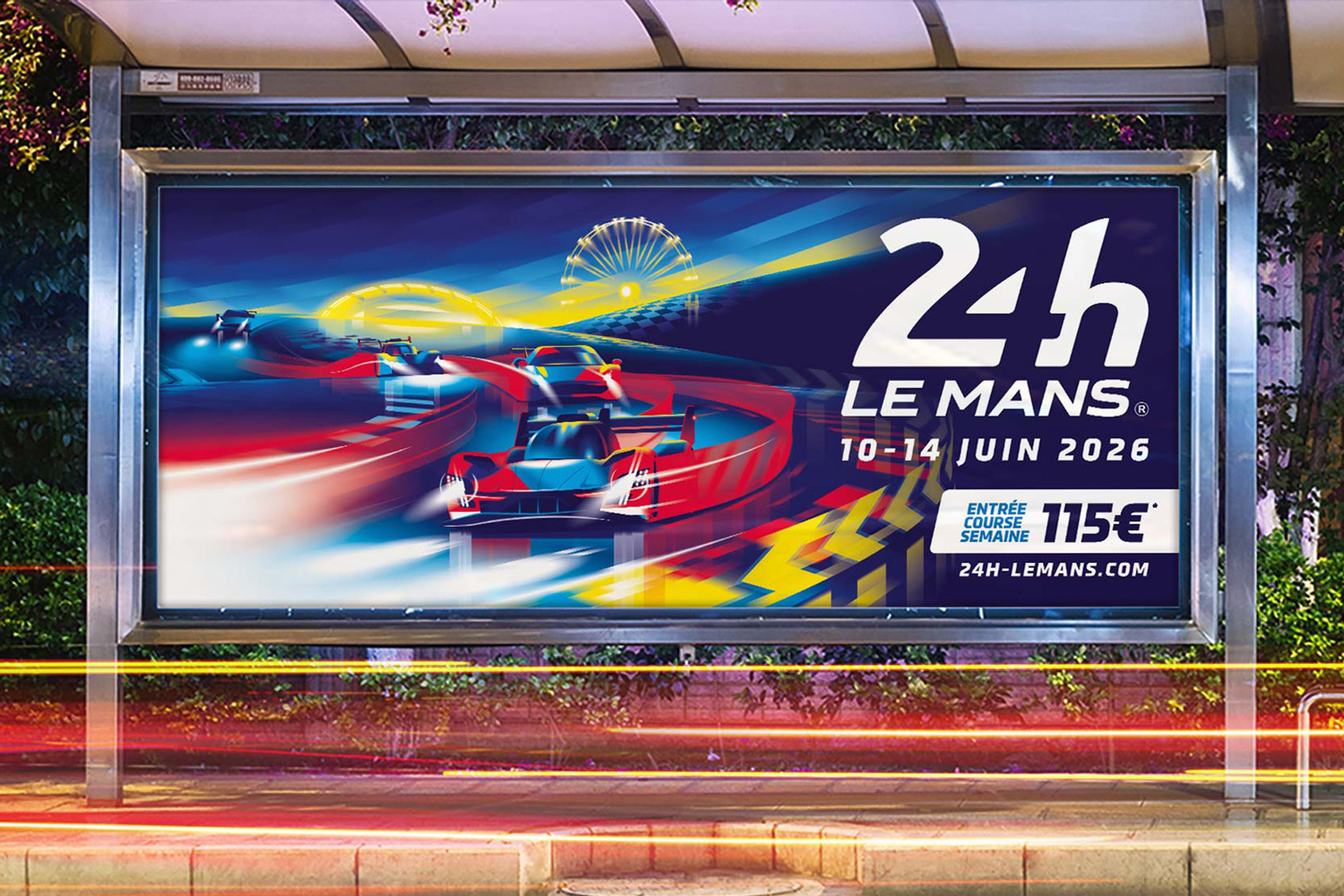 Illustration affiche 24 Heures du Mans 2026 par Louis Fièvre illustrateur Lyon