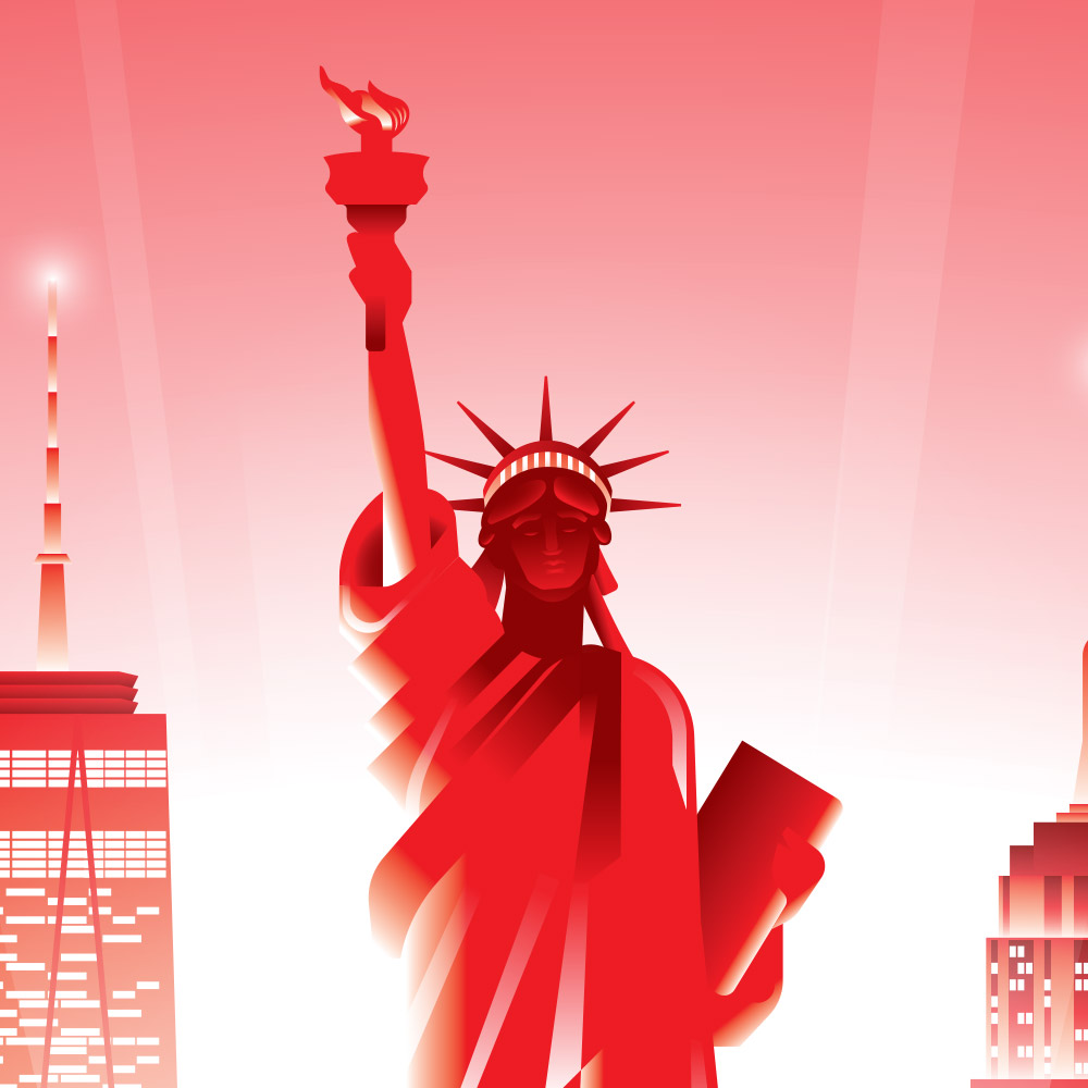 Détail de la Statue de la Liberté pour l'affiche de la Coupe du Monde 2026.