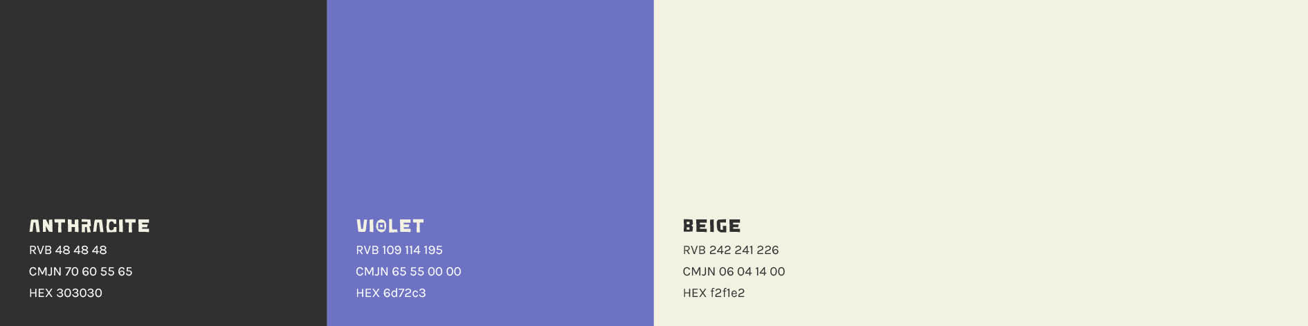 Circulart palette de couleurs Palette de couleurs Circulart : beige, anthracite et violet