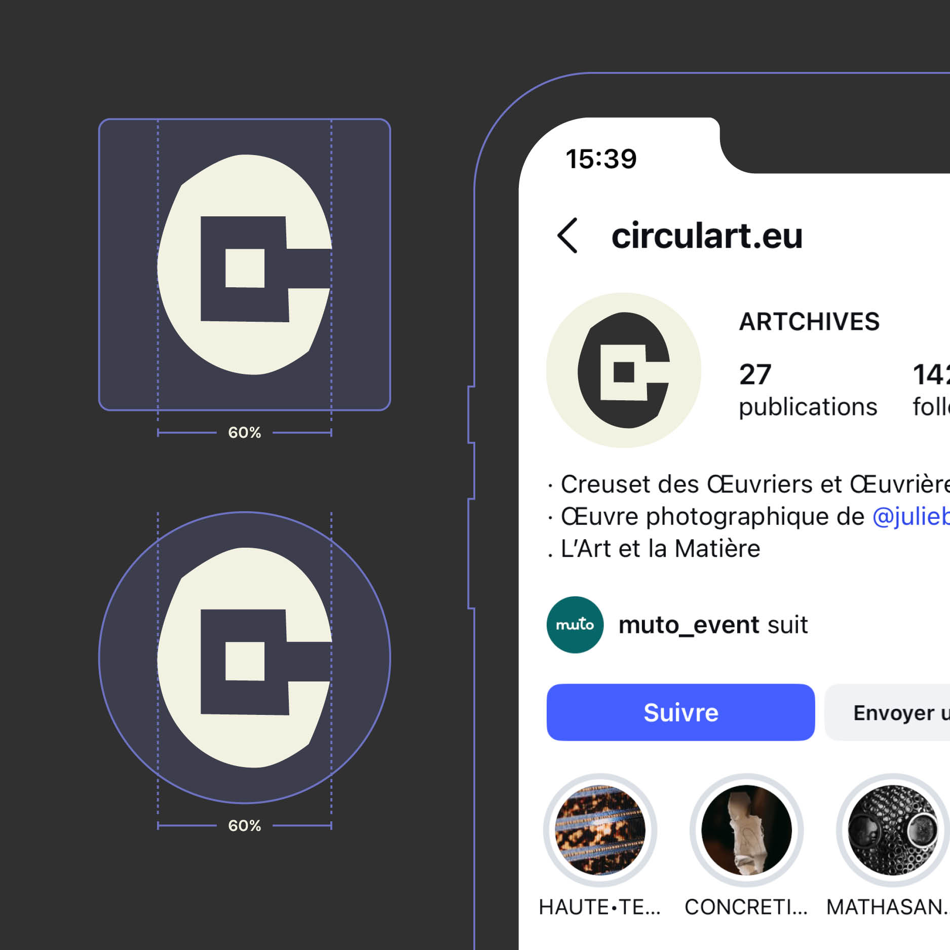 Circulart monogramme Monogramme Circulart, déclinaison du logo
