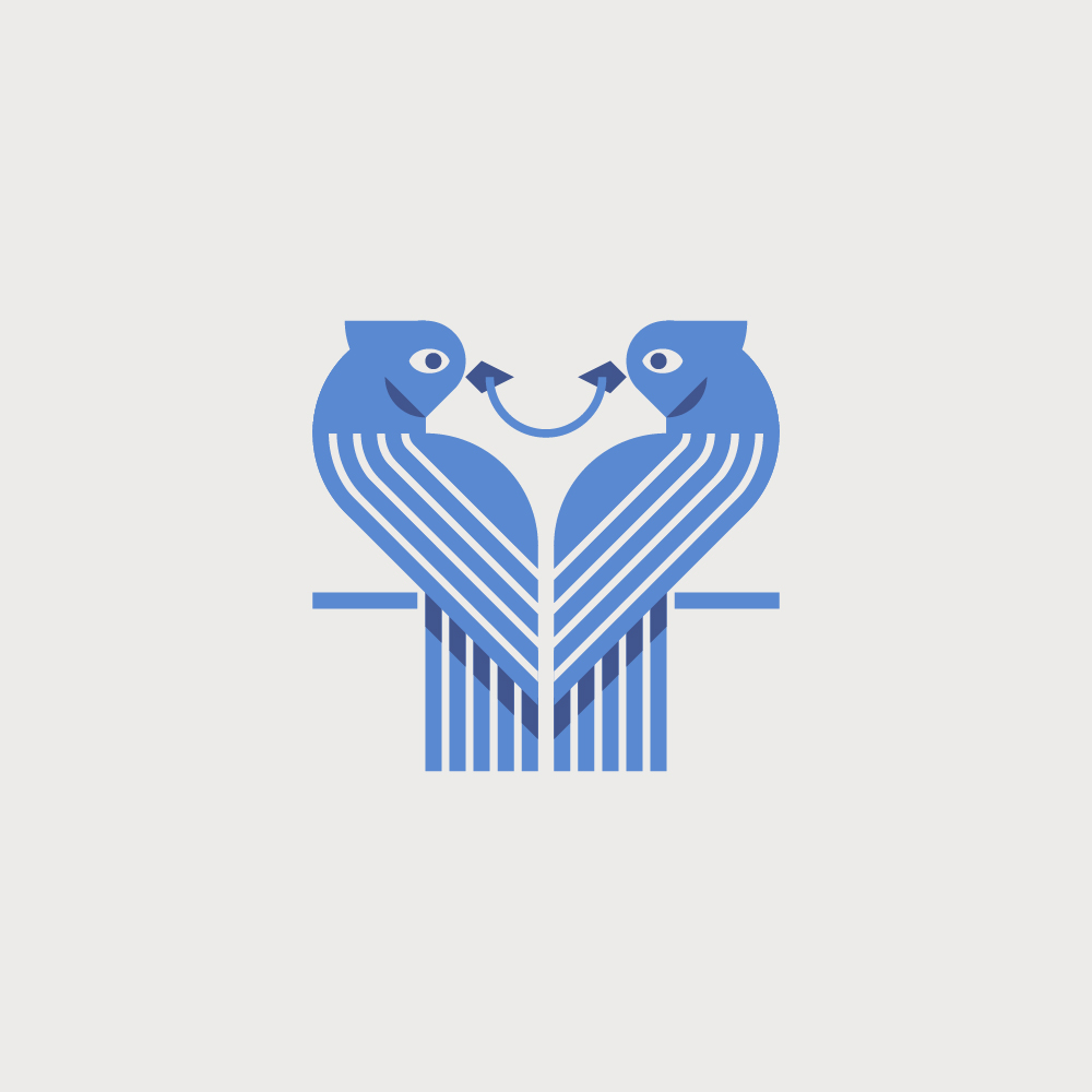 Divers logos, logothèque, logotypes oiseaux couple