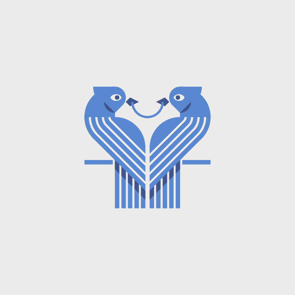 Logotype Birds deux geais bleus.