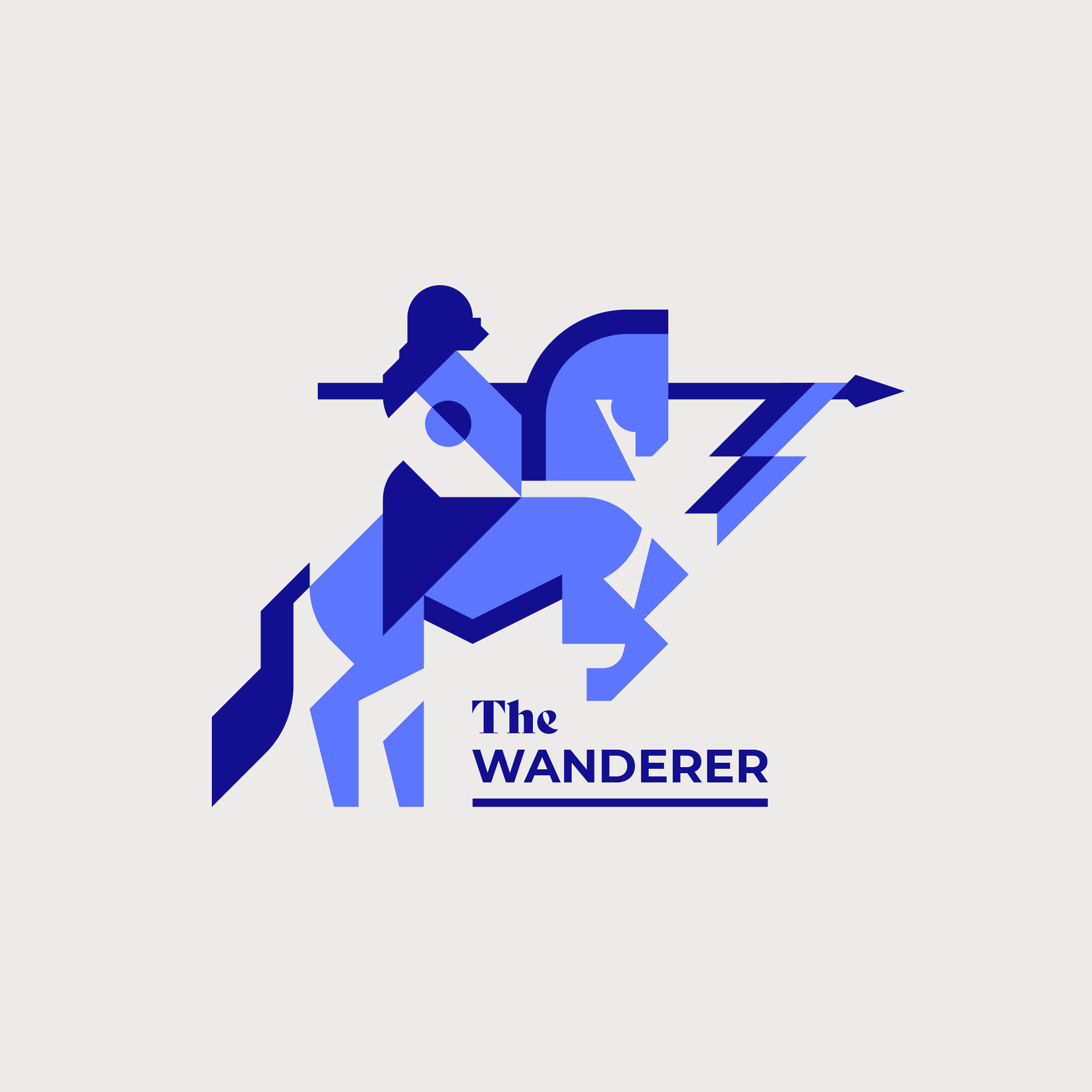 Logo de 'The Wanderer' - Chevalier errant, cheval, cavalier.