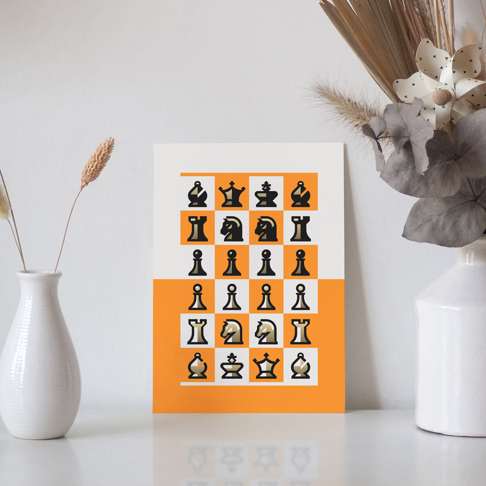 illustration affiche Poster set échecs échequier gambit dame