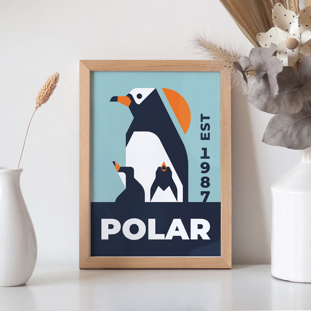 illustration affiche Poster Polar ours polaire pingouin arctique