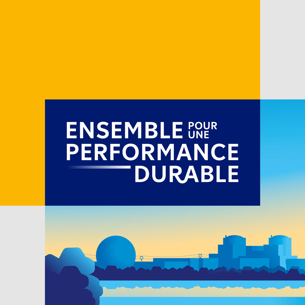 Illustration et conception du Projet de Site illustré pour le site EDF de Chinon, logotype Performants