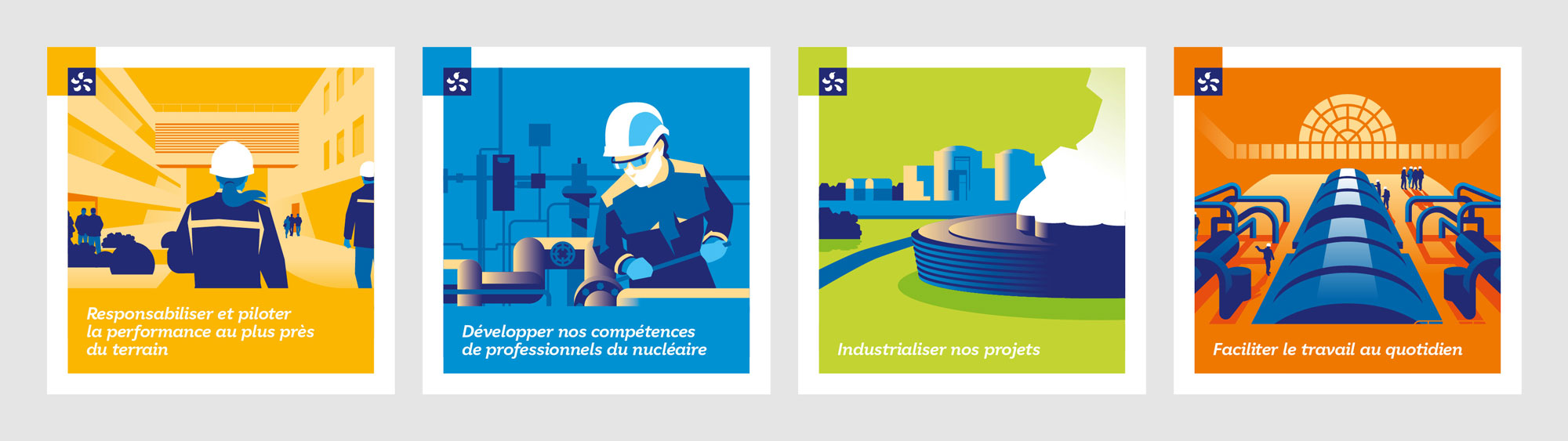 Illustration et conception du Projet de Site illustré pour le site EDF de Chinon, tours de cou