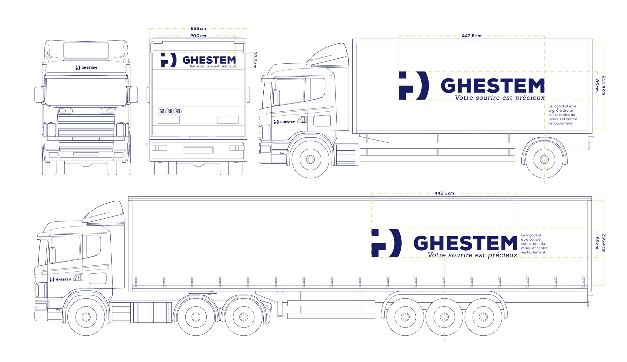 identité de marque société transport signalétique camions