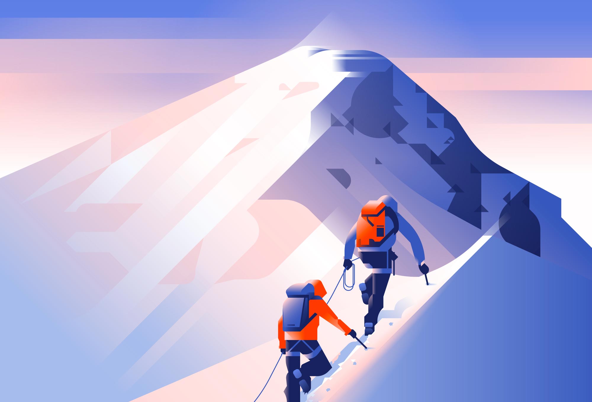 Illustration ascension Mont Blanc Alpinistes en montagne