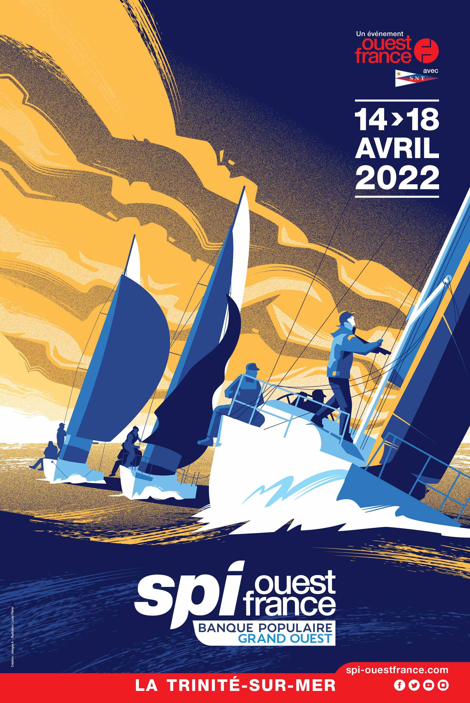 Illustration de l'affiche du Spi Ouest France 2024, mettant en avant la course de voile emblématique.