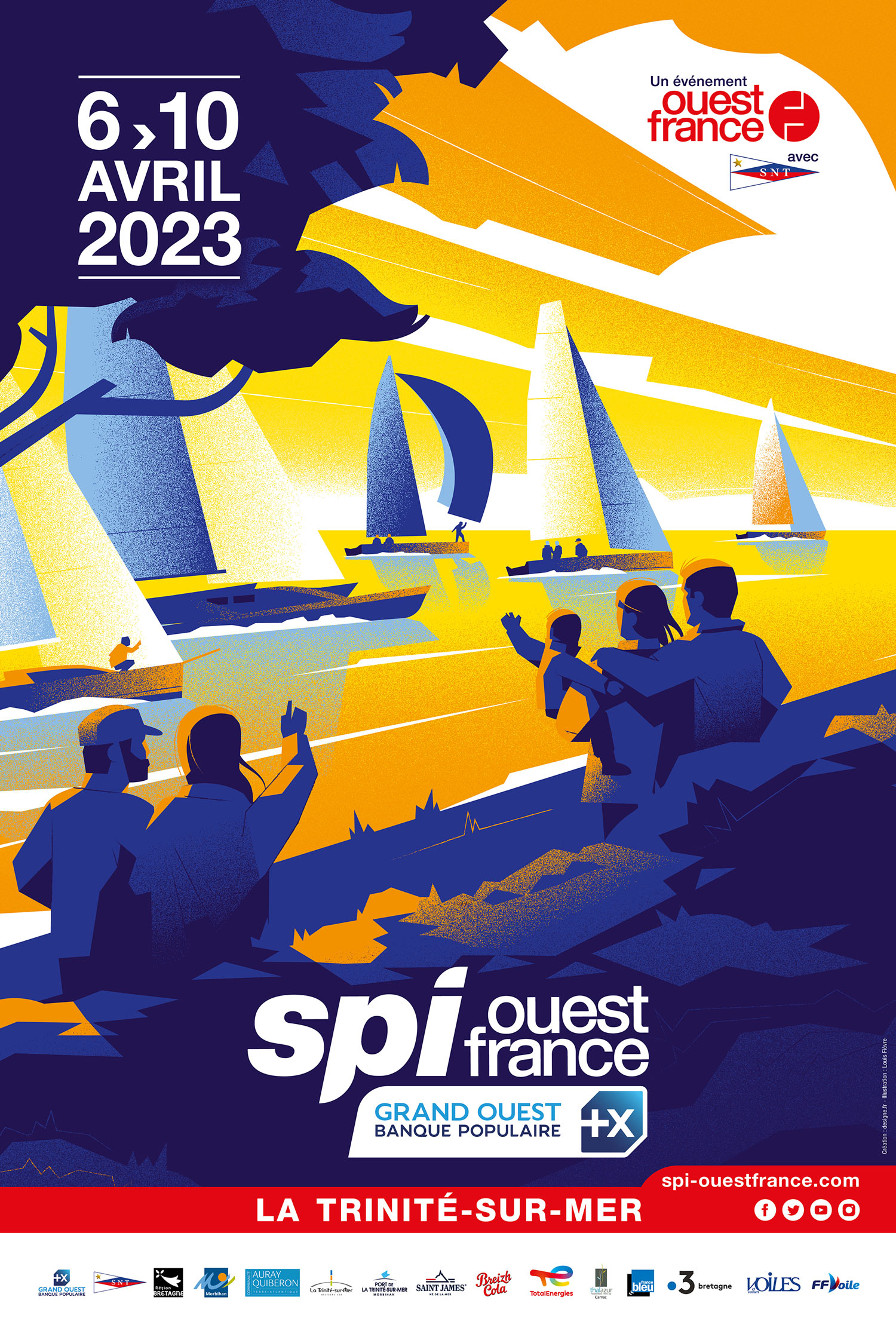 Illustration de l'affiche du Spi Ouest France 2024, mettant en avant la course de voile emblématique.
