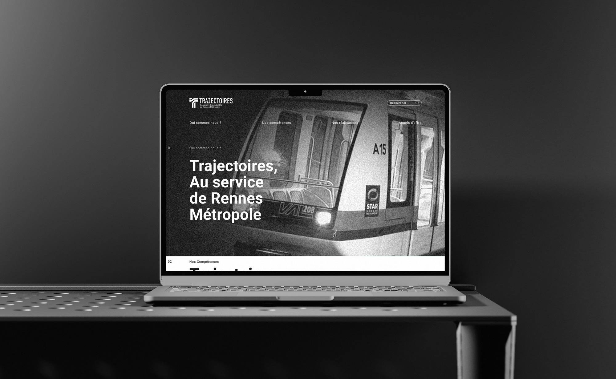 Webdesign du site de Semtcar Trajectoires, acteur majeur de la maîtrise d'ouvrage des transports en commun de la métropole rennaise.